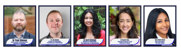 Dr Paul Gilmour, Dr Jonathan Davis, Dr Aarti Krishnan, Dr Beatriz Kira and Vere Marie Khan.