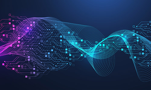 Surveillance footage of a modern airport terminal with people walking and standing, each individual highlighted by a digital tracking overlay.