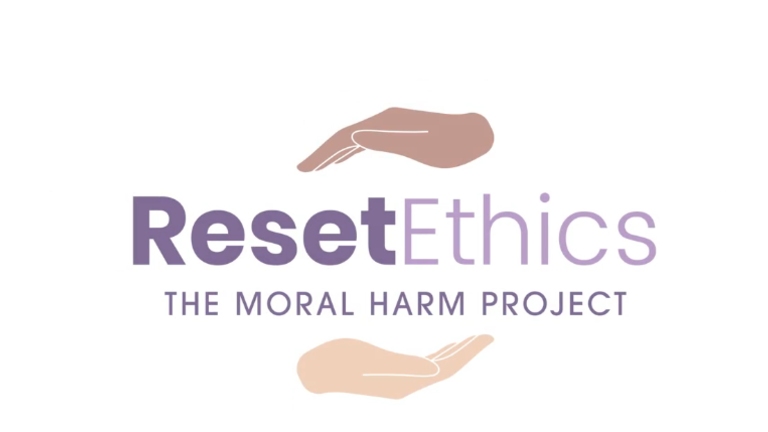 Reset Ethics - The Moral Harm Project with two hands above and below the text.
